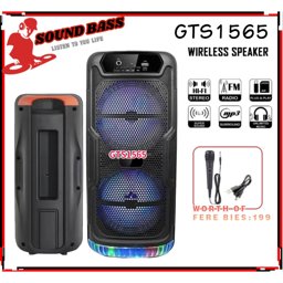 Show details for Double Karaoke Bluetooth Speaker With with Mic rophone Gts-1565 Picture of Double Karaoke Bluetooth Speaker With with Mic rophone Gts-1565