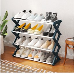 Picture of 5 Layer foldable Shoes Rack Tier Colored Stackable Stainless steel Shoes Organizer Storage Rack