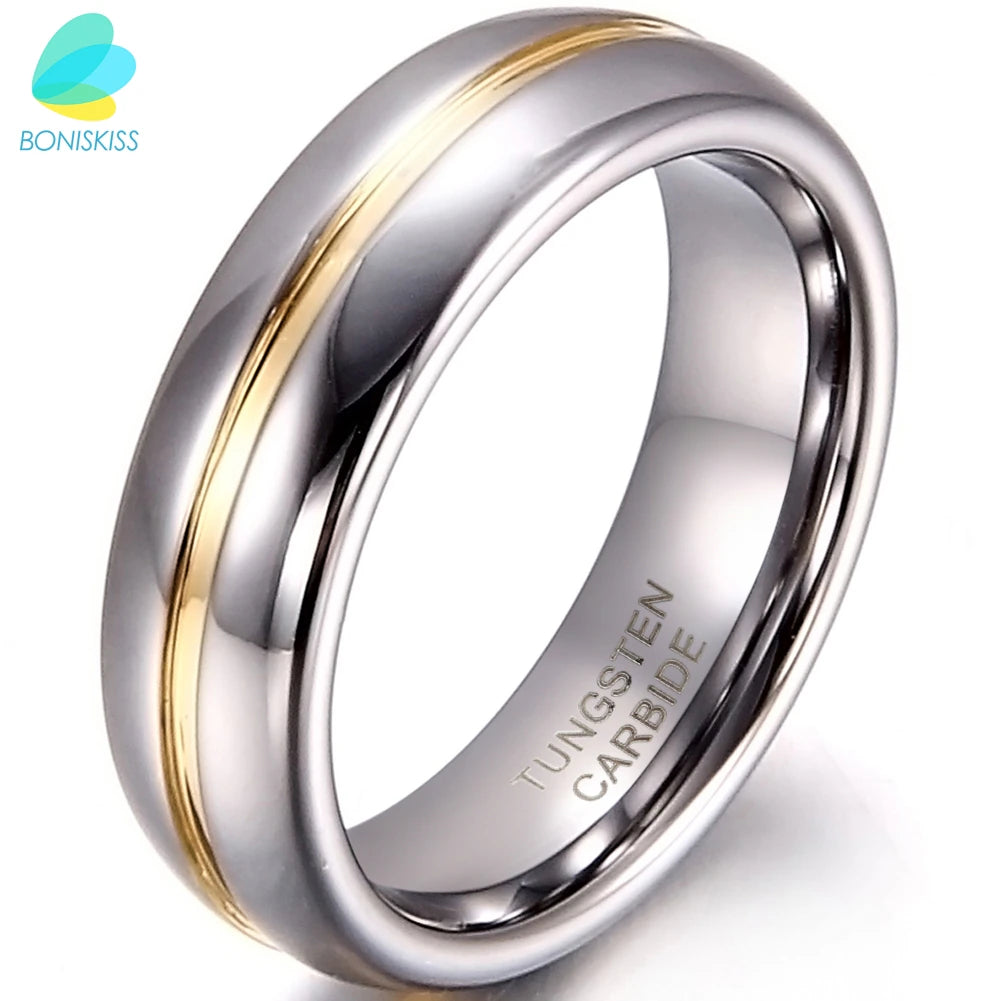 Couple Inset Tungsten Carbide Ring for Anniversary Engagement Wedding Rings 6/8 Mm Bague Femme Lovers' Jewelry Ring