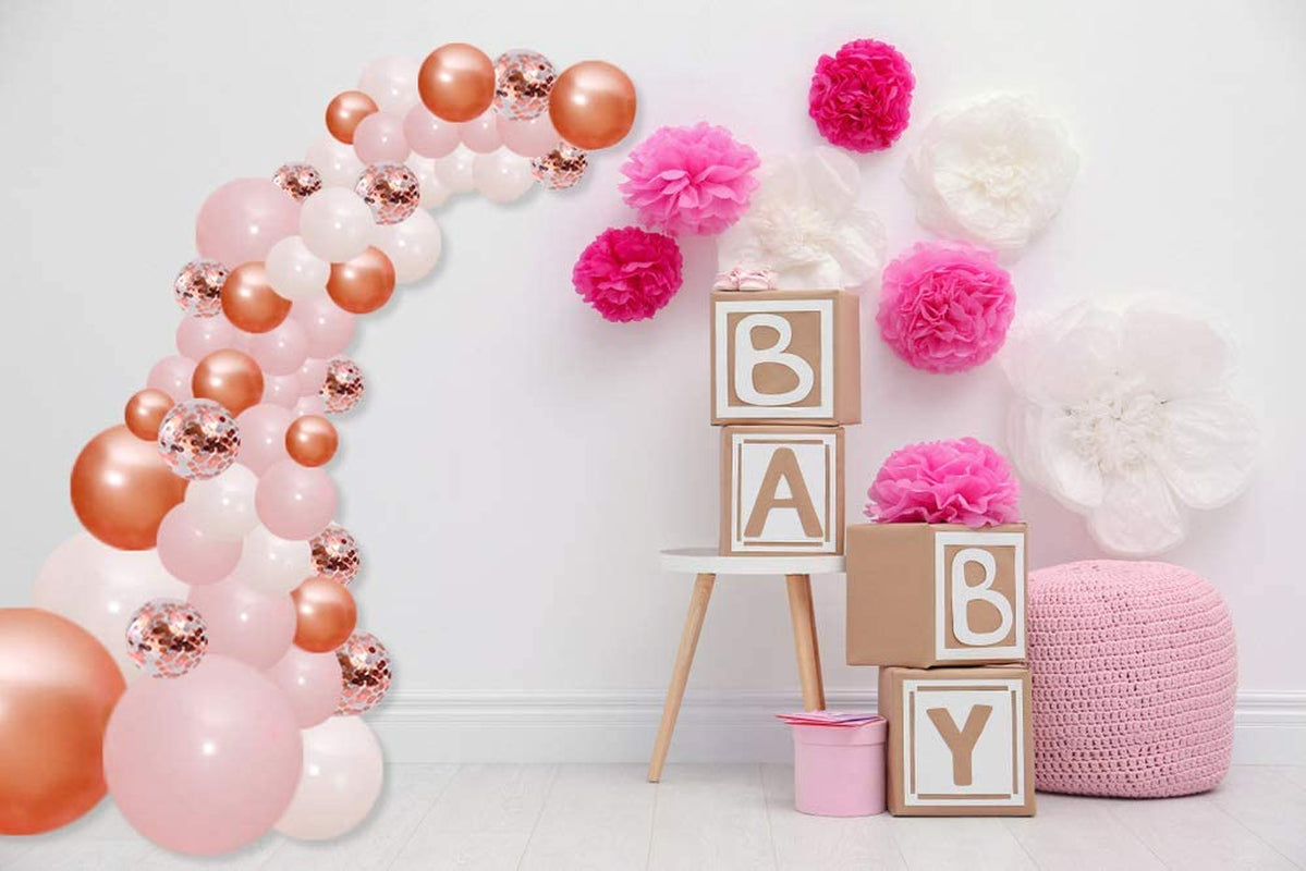 Balloon Garland Kit 142 Pcs Assorted Rose Gold Pink Party Decoration Birthday Supplies Baby Shower Bridal Cofetti White Balloons