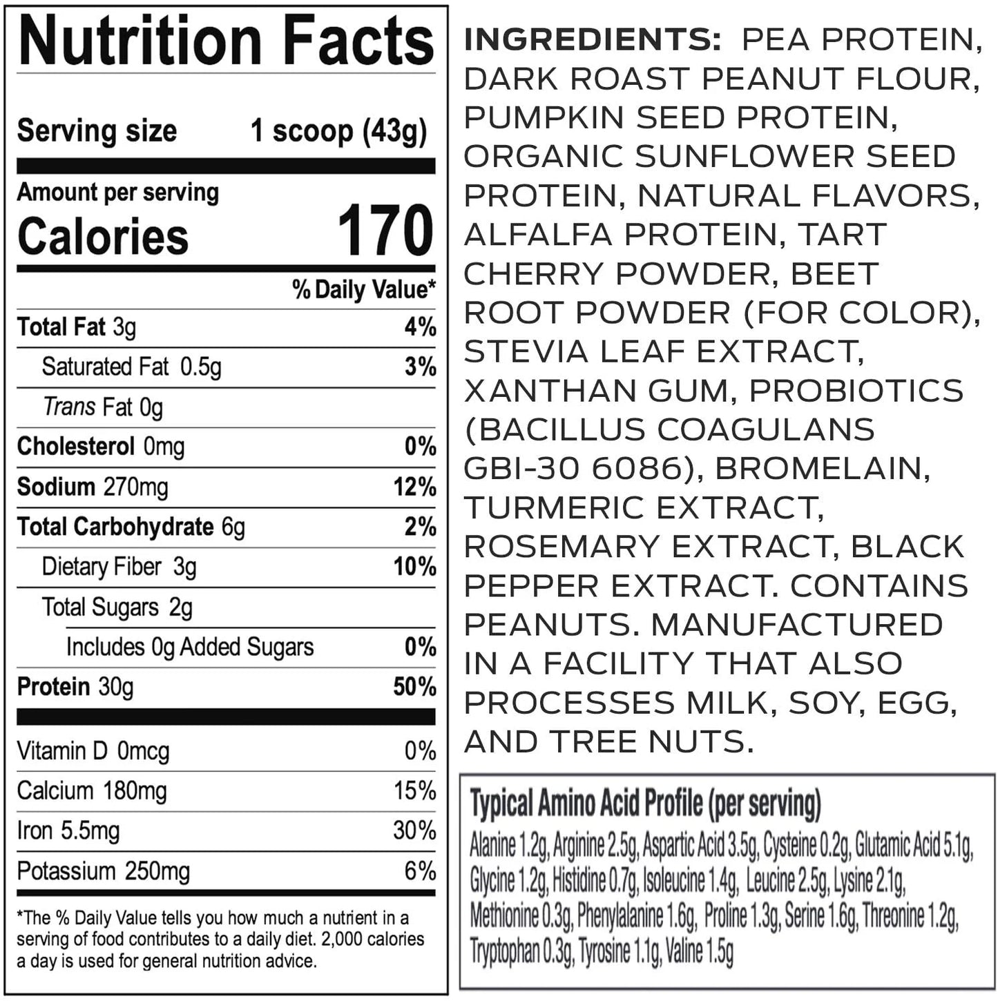 Sport Premium Plant-Based Protein Powder, Peanut Butter, 20 Servings (29.2Oz)