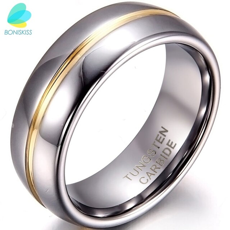 Couple Inset Tungsten Carbide Ring for Anniversary Engagement Wedding Rings 6/8 Mm Bague Femme Lovers' Jewelry Ring