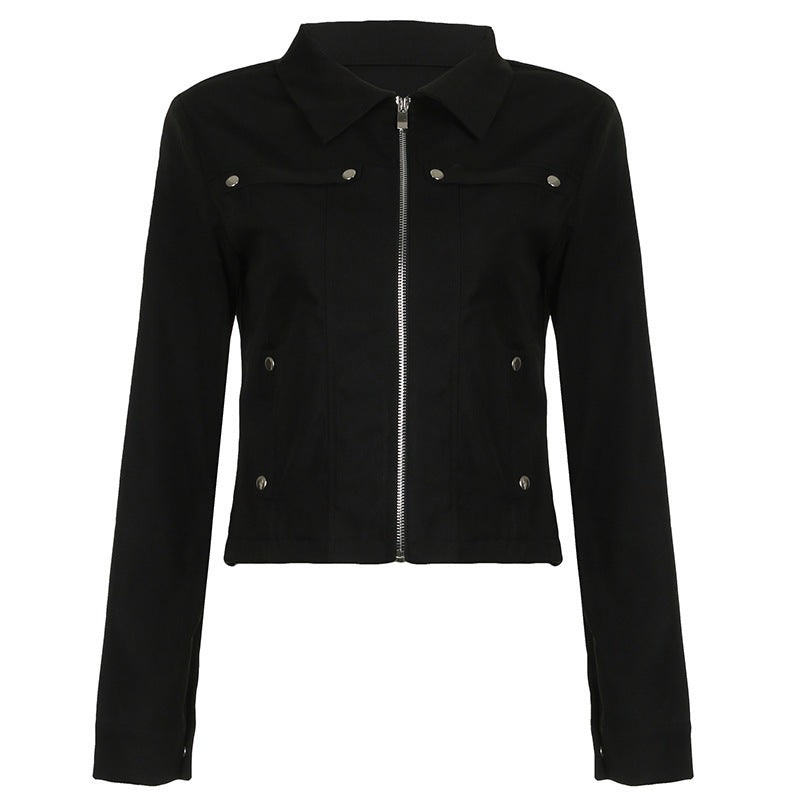 Women's Stand Collar Zipper Pocket Heavy-duty Fashion Jacket