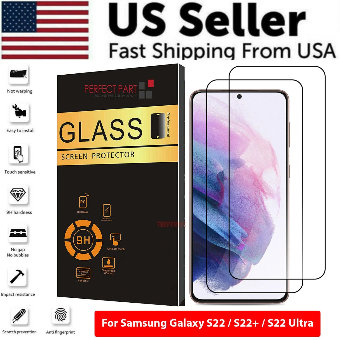 1-3 PACK for Samsung Galaxy S22 S23 plus ULTRA Tempered Glass Screen Protector