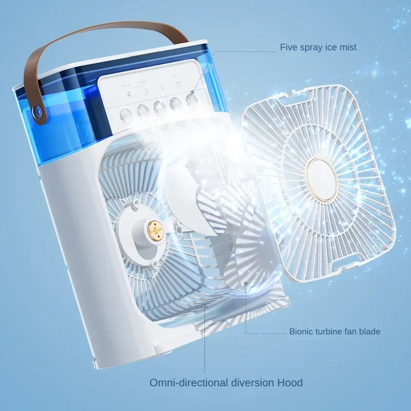 Portable Humidifier Fan Air Conditioner Household Small Air Cooler Hydrocooling Portable Air Adjustment for Office 3 Speed Fan