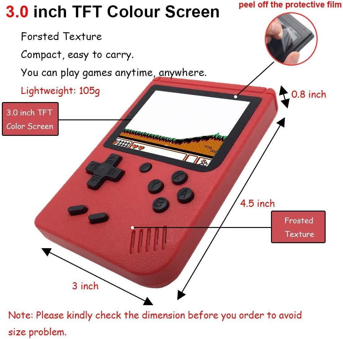 Handheld Game Console with 400 Classical FC Games Console 3.0-Inch Colour Screen,Gift Christmas Birthday Presents for Kids, Adults (Games Consoles Red) 1 (Games Consoles Red) (Games Consoles Red)