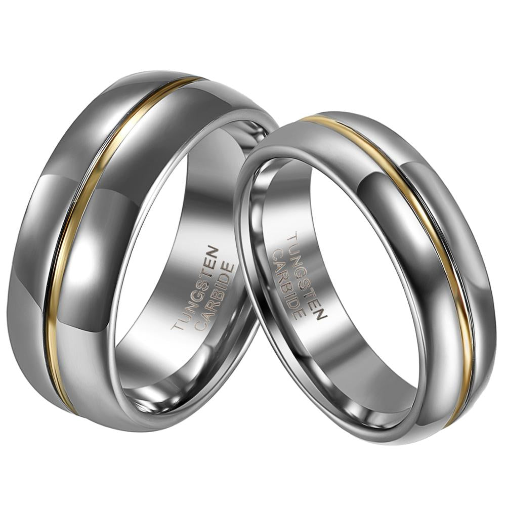 Couple Inset Tungsten Carbide Ring for Anniversary Engagement Wedding Rings 6/8 Mm Bague Femme Lovers' Jewelry Ring