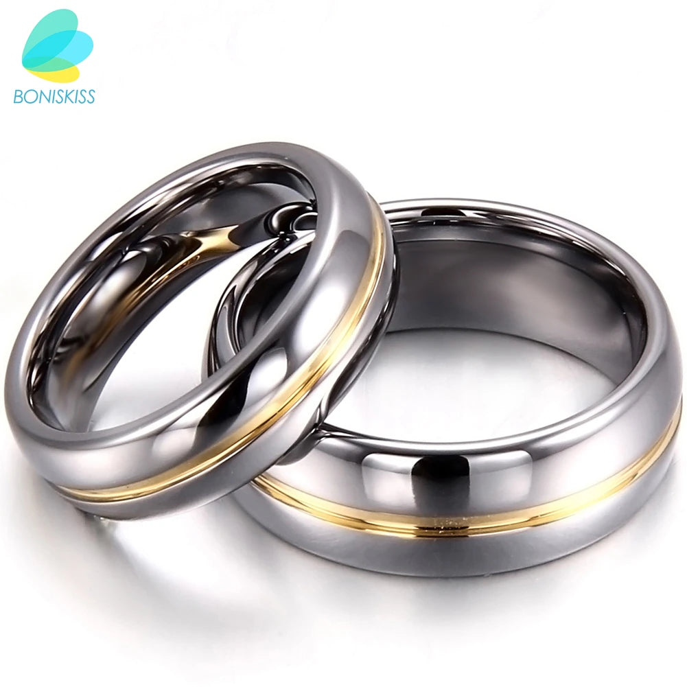 Couple Inset Tungsten Carbide Ring for Anniversary Engagement Wedding Rings 6/8 Mm Bague Femme Lovers' Jewelry Ring