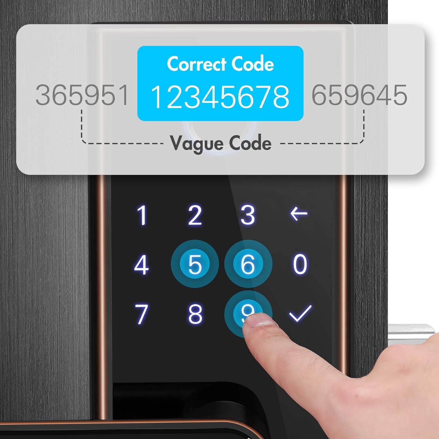 Electronic Fingerprint Door Lock, Keypad Entry Door Lock, LED Touch Screen Keypad Lock with Built-In Alarm, One-Touch Locking and Back up Key, Easy to Install for Home and Office (Aged Bronze)