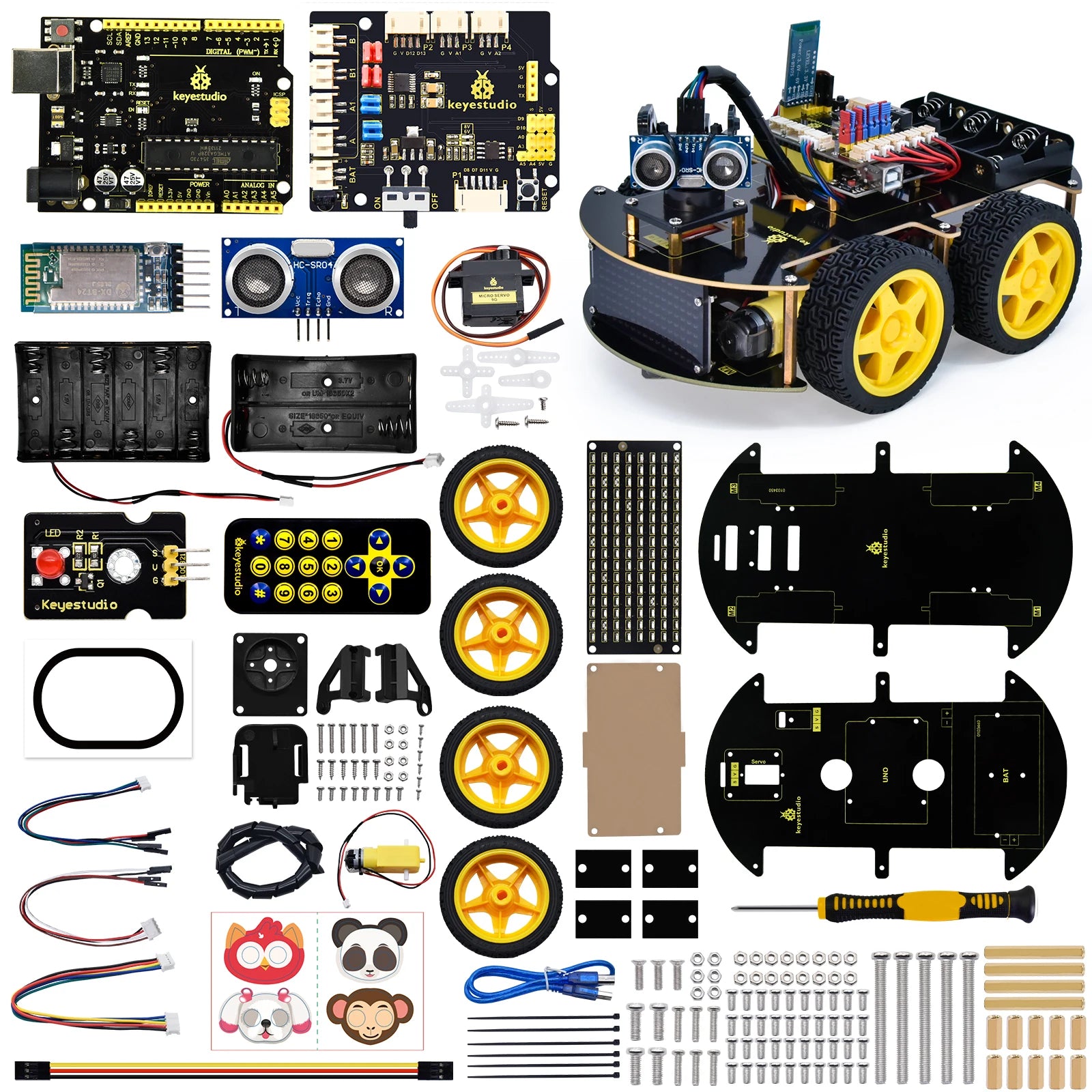 4WD Multi BT Robot Car Kit V2.0 W/LED Display for Arduino Robot Kit DIY Electronic Kit/Programming Car Kit Kids Toys