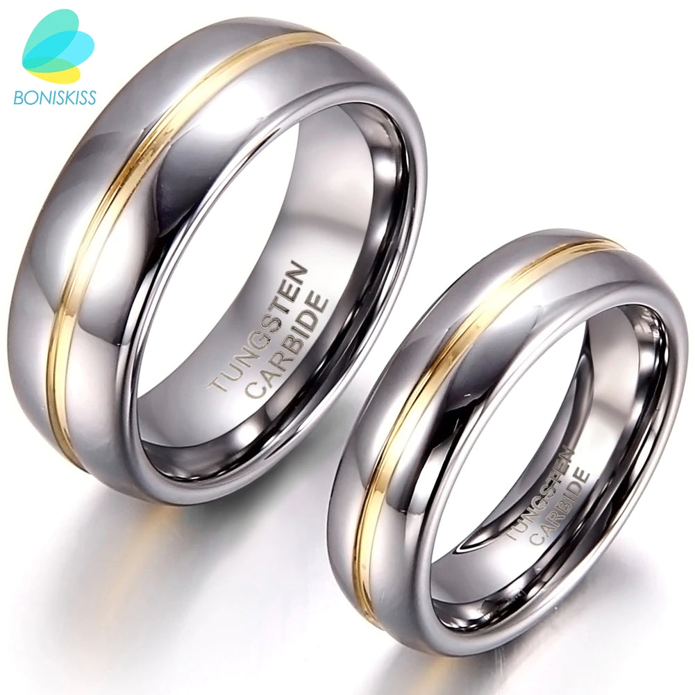 Couple Inset Tungsten Carbide Ring for Anniversary Engagement Wedding Rings 6/8 Mm Bague Femme Lovers' Jewelry Ring