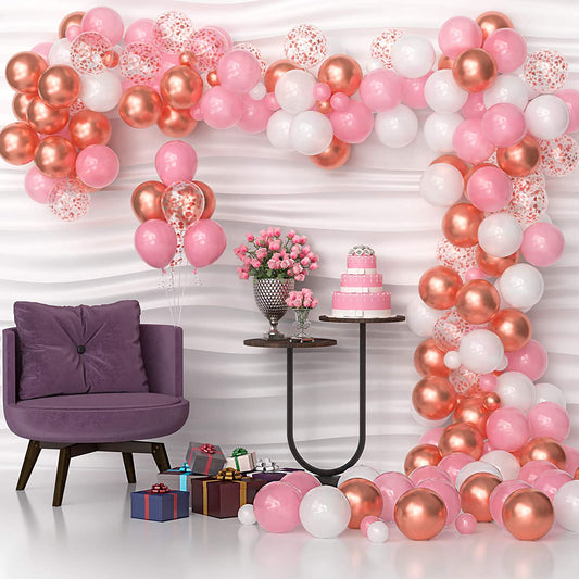 Balloon Garland Kit 142 Pcs Assorted Rose Gold Pink Party Decoration Birthday Supplies Baby Shower Bridal Cofetti White Balloons